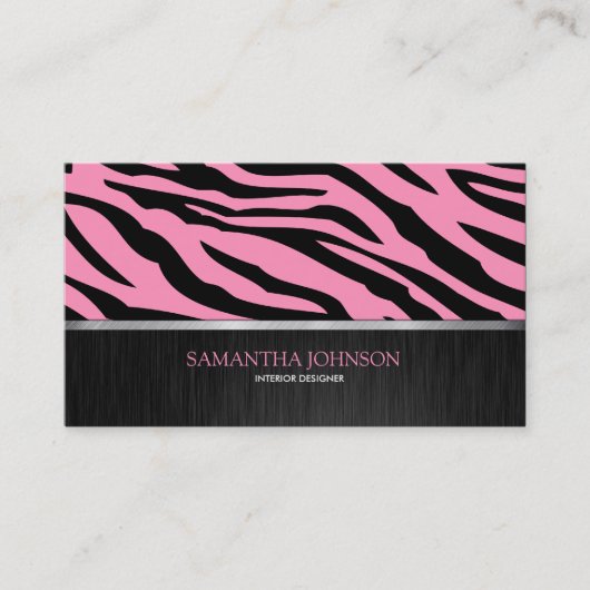 Elegantes Bubblegum rosa und schwarzer Zebra Visitenkarte (Vorderseite)