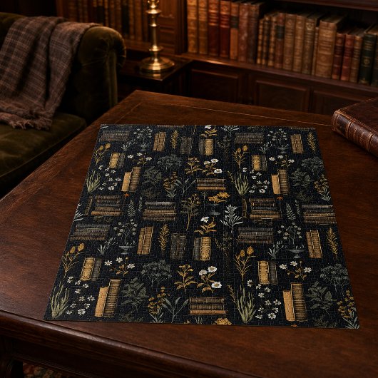 Elegantes Buchdesign - Dark Academia - Vintages Bu Puzzle