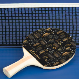 Elegantes Buchdesign - Dark Academia - Vintages Bu Tischtennis Schläger