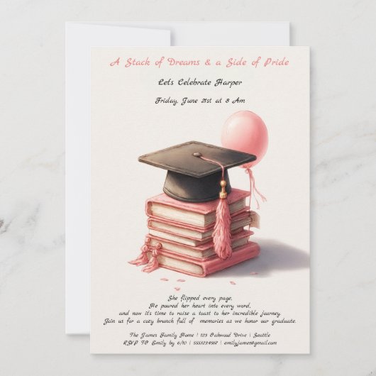 Elegantes Buchen Abschluss Brunch Einladung (Vorderseite)