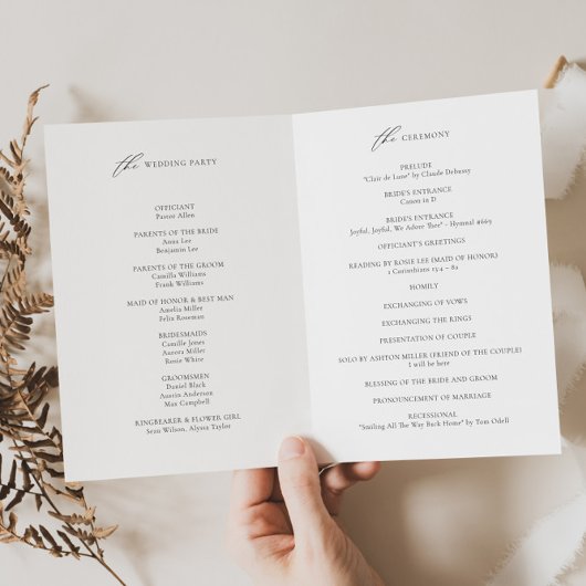 Elegantes Büchlein zum Hochzeitsprogramm, Reihenfo