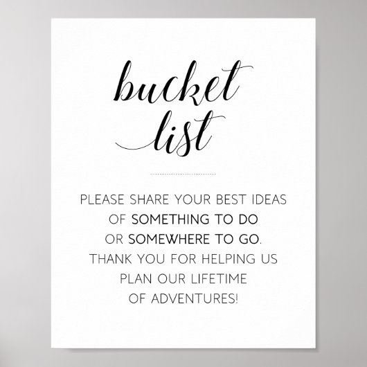 Elegantes Bucket List Wedding Gästebuch (Vorne)