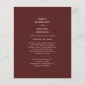 Elegantes Budget Bilingual Burgundy Wedding Spanis Flyer (Hinten)