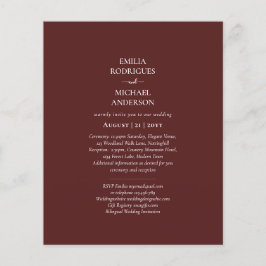 Elegantes Budget Bilingual Burgundy Wedding Spanis Flyer