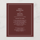 Elegantes Budget Bilingual Burgundy Wedding Spanis Flyer (Hinten)