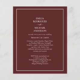 Elegantes Budget Bilingual Burgundy Wedding Spanis Flyer