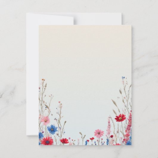 Elegantes Budget Boho Wasserfarbe Wildblumen Hochz Einladung (Rückseite)