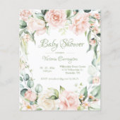 Elegantes Budget Floral Watercolor Baby Einladung (Vorderseite)