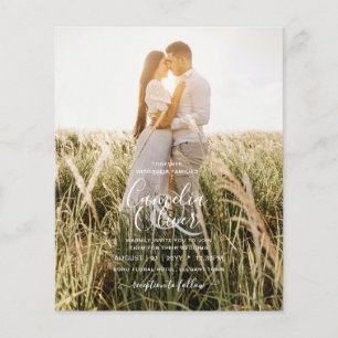 Elegantes Budget-Foto-Overlay Burgunder Hochzeit C Flyer