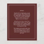 Elegantes Budget FOTO Overlay Burgundy Wedding Chi (Rückseite)