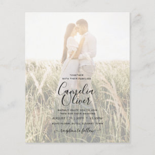 Elegantes Budget-Foto-Overlay Dusty Blue Hochzeit Flyer