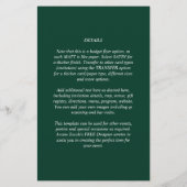Elegantes BUDGET Foto Overlay Emerald Green Weddin Flyer (Hinten)