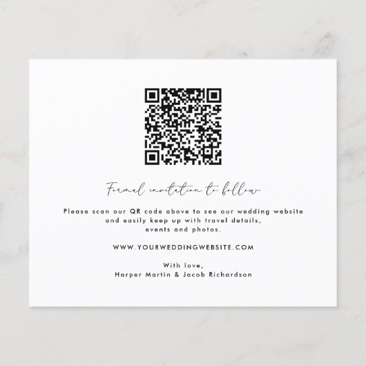 Elegantes Budget Foto Save the Date (Rückseite)