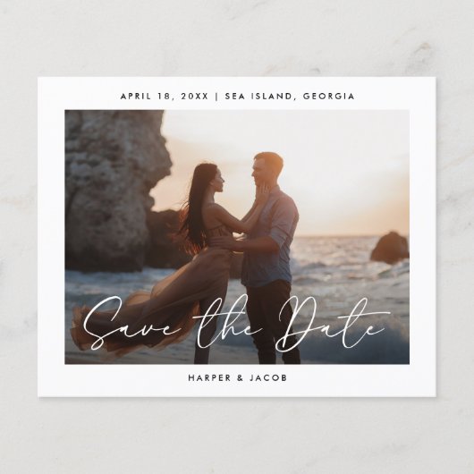 Elegantes Budget Foto Save the Date (Vorderseite)