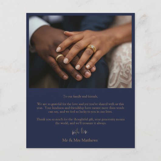 Elegantes Budget Navy Blue & Gold Hochzeit Vielen (Rückseite)