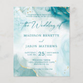 Elegantes BUDGET Ocean Aquamarin Blue Gold Wedding (Vorderseite)