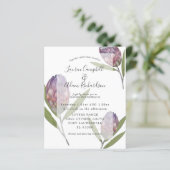 Elegantes Budget Protea Lila Hochzeit Einladung (Stehend Vorderseite)