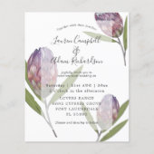 Elegantes Budget Protea Lila Hochzeit Einladung (Vorderseite)