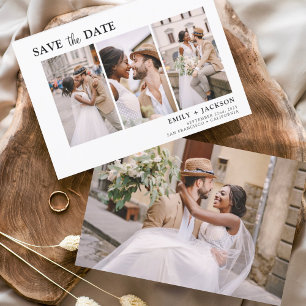Elegantes Budget Save-the-Date 4 Foto Flyer