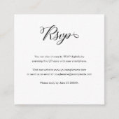 Elegantes Budget Script QR Code Wedding RSVP Card Begleitkarte (Vorderseite)