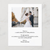 Elegantes Budget Script Wedding Foto Vielen Dank Flyer (Hinten)