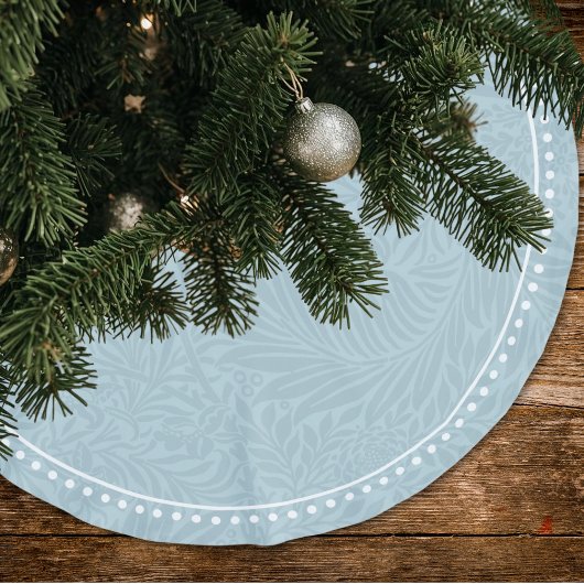 Elegantes Bue Blumenmuster gepunktete Grenze Polyester Weihnachtsbaumdecke