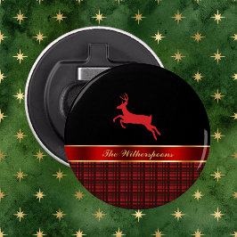 Elegantes Buffalo Kariert mit Rentier und Red Ribb Flaschenöffner