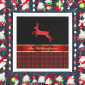 Elegantes Buffalo Kariert mit Rentier und Red Ribb Serviette