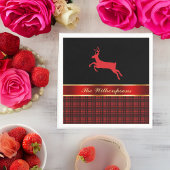Elegantes Buffalo Kariert mit Rentier und Red Ribb Serviette