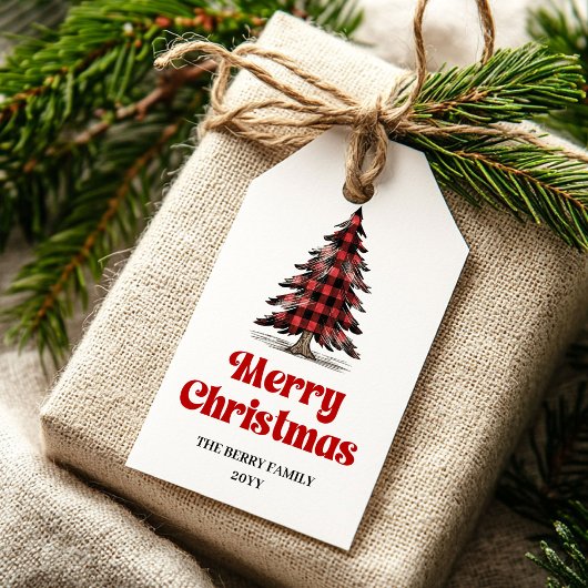 Elegantes Büffelbaum-Geschenk-Tag mit individuelle Geschenkanhänger
