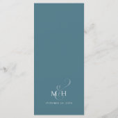 Elegantes Buffet mit floralen Blue Hydrangea-Blume Menükarte (Rückseite)