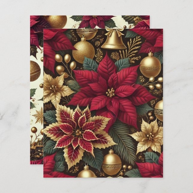 Elegantes Bugundy & Gold Poinsettia Scrapbook (Vorne/Hinten)