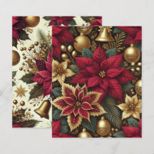 Elegantes Bugundy & Gold Poinsettia Scrapbook