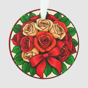 Elegantes Bukett aus roten und weißen Rosen Ornament