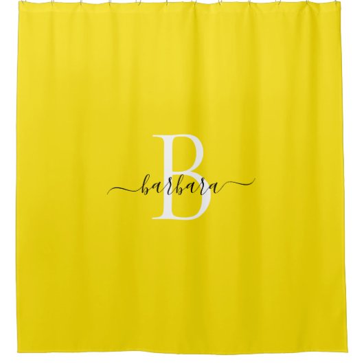 Elegantes Bumblebee-Monogramm-Skriptname Duschvorhang (Vorderseite)