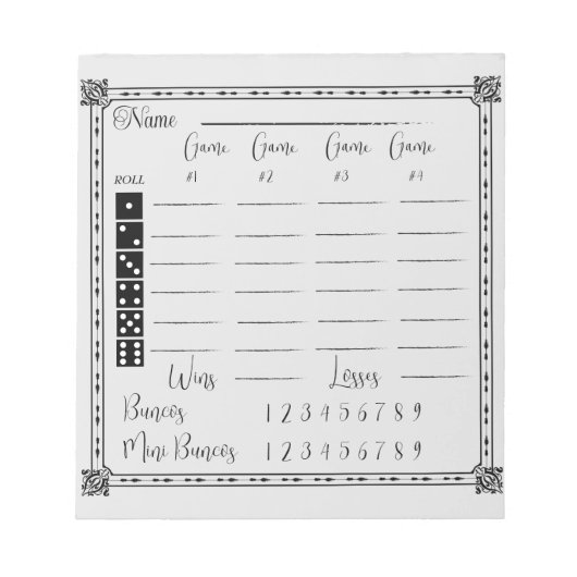 Elegantes Bunco-Punktepad Notizblock (Vorderseite)