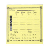 Elegantes Bunco-Punktepad Notizblock (Vorderseite)