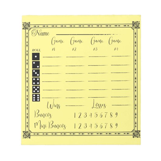 Elegantes Bunco-Punktepad Notizblock (Vorderseite)