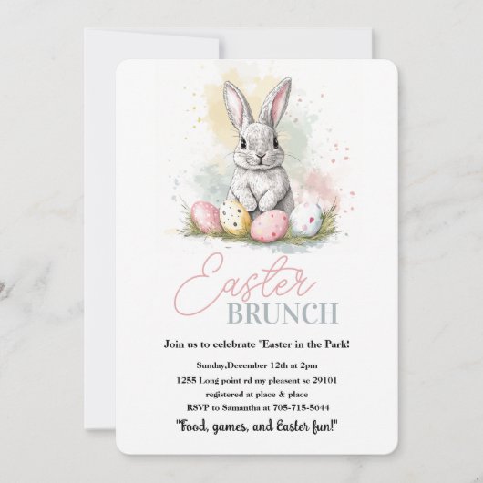 Elegantes Bunny Easter Brunch Einladung (Vorderseite)