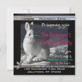 Elegantes Bunny Snowy Night Weihnachts-Party Einladung (Vorderseite)