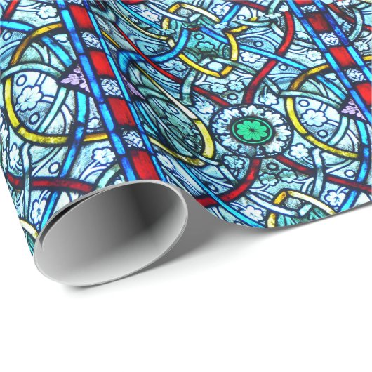 Elegantes buntes Notre Dame-Buntglas-Fenster Geschenkpapier (Rolleneckpunkt)