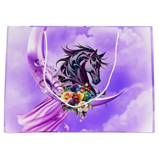 Elegantes, buntes Wild-Pferd Große Geschenktüte (Vorderseite)