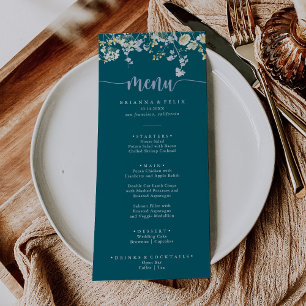Elegantes buntes Wildblume Dinner Menu Menükarte