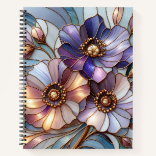 Elegantes Buntglas-Blumendesign in sanften Pastell Notizblock