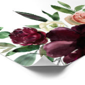 Elegantes Burgund Blume Probe Abendessen Willkomme Poster (Ecke)