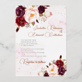 Elegantes Burgund & Blush Rose Hochzeitsfoil Invit Folieneinladung (Vorderseite)