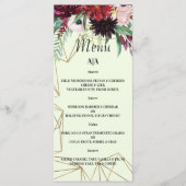 Elegantes Burgund Blush WEDDING MENU. Menükarte (Vorderseite)