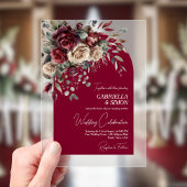 Elegantes Burgund & Cream Rose Arch Wedding Acryleinladungen