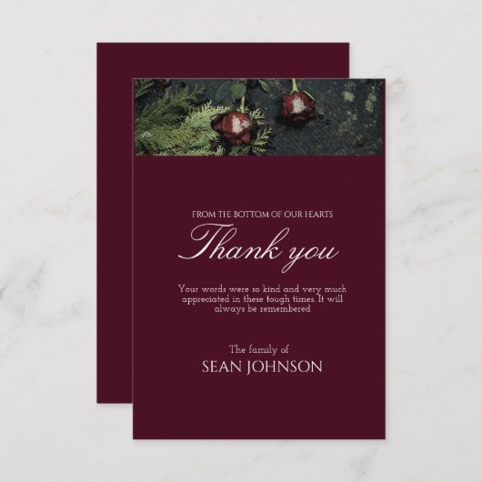 Elegantes Burgund für immer in unserem Herzen Dankeskarte (Vorne/Hinten)