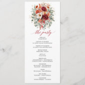Elegantes Burgund Gold Blumen Herbst Programm Hoch (Rückseite)